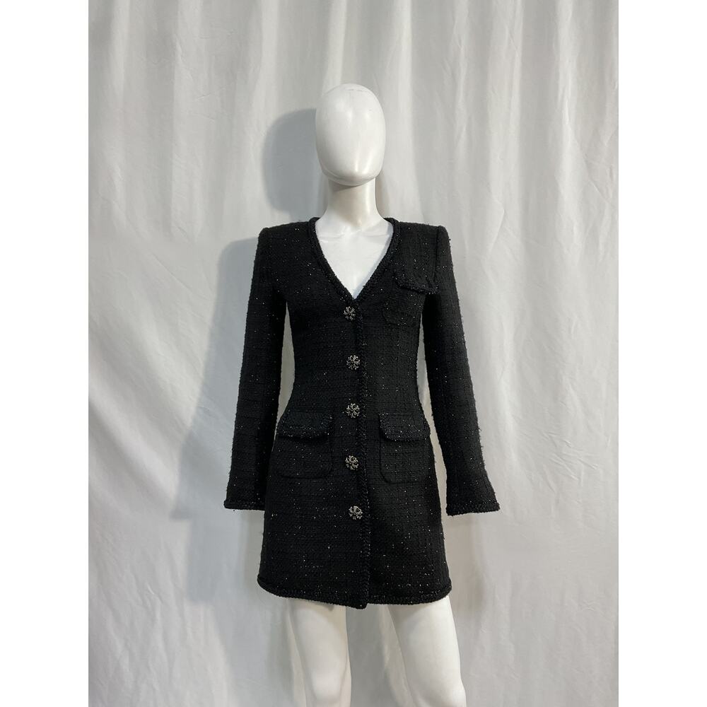 Self-Portrait 'Boucle' Black Polyester Mini Dress… - image 2